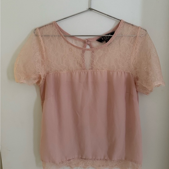 Lipsy Tops - Lipsy Blush Lace Blouse